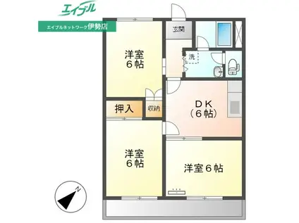 レジデンスモトマチ(3DK/2階)の間取り写真