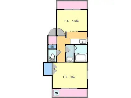 高田馬場3分2K(2K/1階)の間取り写真