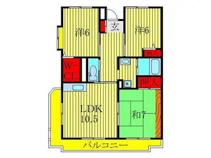 エコガーデン B棟(3LDK/1階)の間取り写真