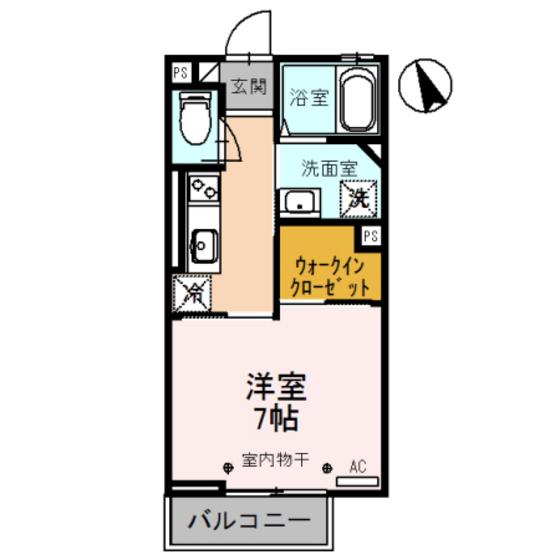 AMANTE A棟(1K/1階)の間取り写真