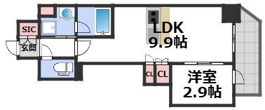 コンフォリア・リヴ博労町一丁目Q(1LDK/5階)の間取り写真