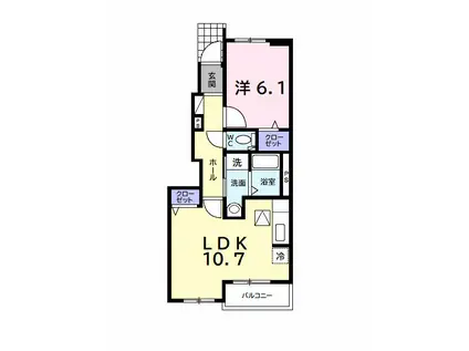 ヴァンクール・アビテ(1LDK/1階)の間取り写真