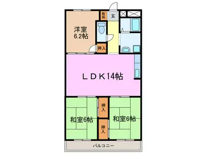 日進パレス(3LDK/2階)の間取り写真