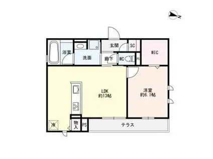 SIEBEN YOTSUYA(1LDK/1階)の間取り写真