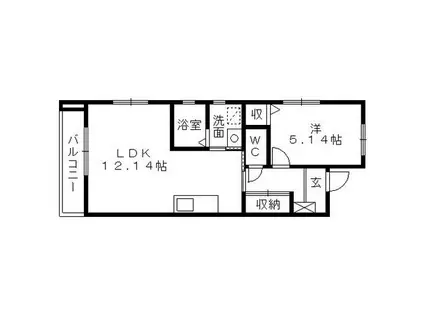 ハーヴェスト染地台II(1LDK/1階)の間取り写真