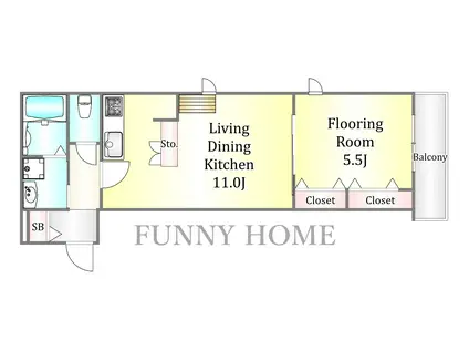 PUEO明大前(1LDK/2階)の間取り写真