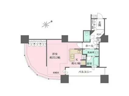 東京ツインパークスライトウイング(ワンルーム/6階)の間取り写真