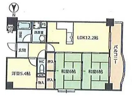 シティハイツ鈴蘭台(3LDK/7階)の間取り写真