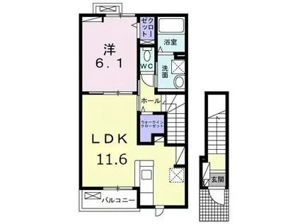 ルミナス今治 I(1LDK/2階)の間取り写真
