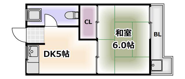 コーポ青木(1DK/5階)の間取り写真