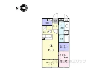 サウス・ボニートⅡ(ワンルーム/1階)の間取り写真