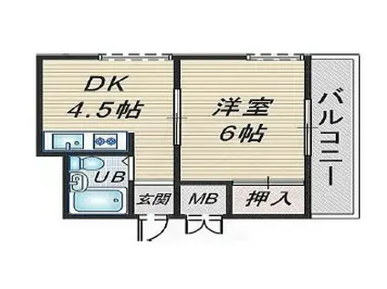 ハイツルエスト(1DK/2階)の間取り写真
