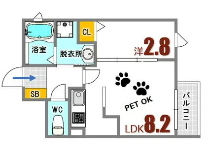 月光府中鹿籠壱番館(1LDK/3階)の間取り写真