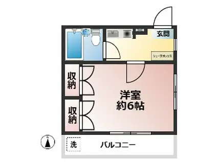 ビエノルース(1K/4階)の間取り写真