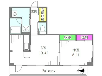 ボナールUSUKURA(1LDK/1階)の間取り写真
