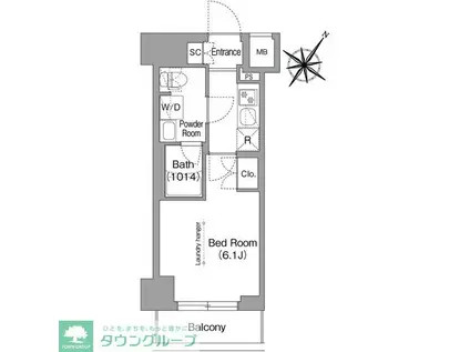 コンフォリア・リヴ横浜阪東橋(1K/2階)の間取り写真