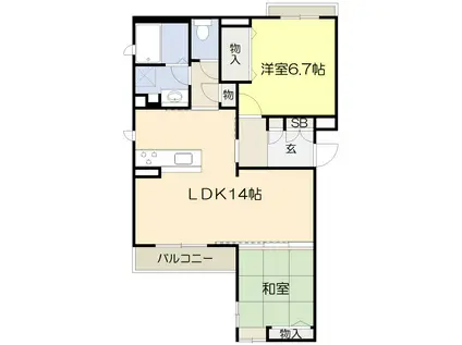 MONTAGNEVFELICIA(2LDK/2階)の間取り写真