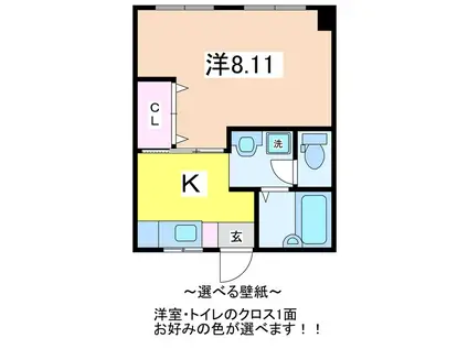 まろんハイツ(1K/2階)の間取り写真