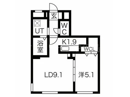 シティプレミア平岸(1LDK/2階)の間取り写真