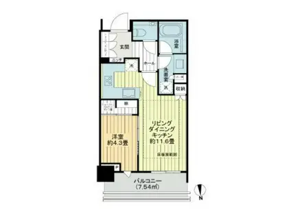 グローバルフロントタワー(1LDK/16階)の間取り写真