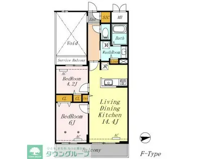 AZALETY上北沢(2LDK/1階)の間取り写真