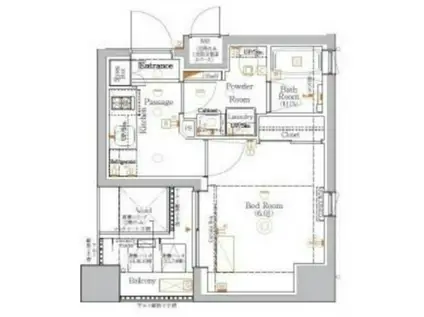 ジーベック川崎II(1K/8階)の間取り写真