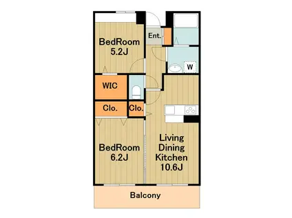 パラッツォ淵野辺1(2LDK/2階)の間取り写真