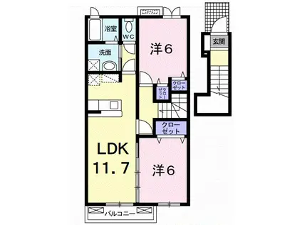 グランフィオーレII(2LDK/2階)の間取り写真