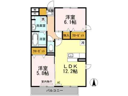 CHARITE(2LDK/2階)の間取り写真