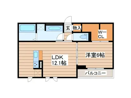 SEA CREST 長町(1LDK/1階)の間取り写真