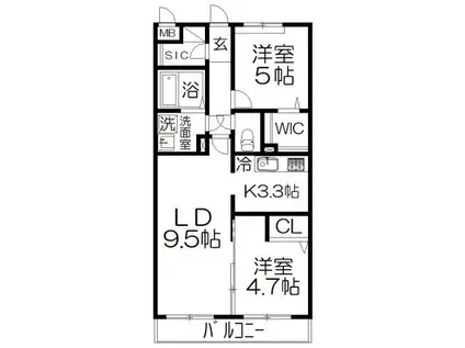 JEAN MARIE(2LDK/1階)の間取り写真