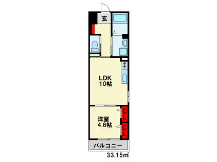 ブライトシリカ(1LDK/2階)の間取り写真