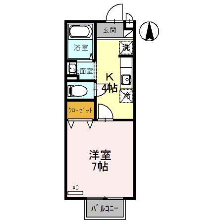 カラコレス(1K/1階)の間取り写真