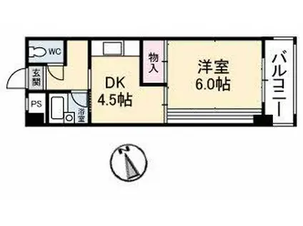 メゾンブランシュ(1DK/3階)の間取り写真