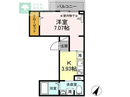 アナシエ南篠崎町I(1K/2階)の間取り写真