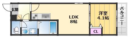 KS ノース PLASE(1LDK/1階)の間取り写真