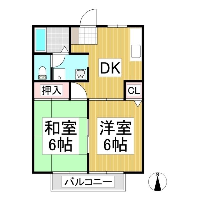 サンヴェール(2DK/2階)の間取り写真
