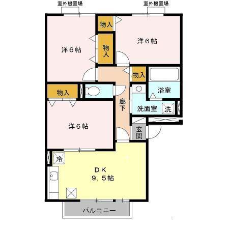 コートダジュール(3DK/1階)の間取り写真