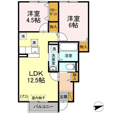 コンフォール・ウィット(2LDK/1階)の間取り写真