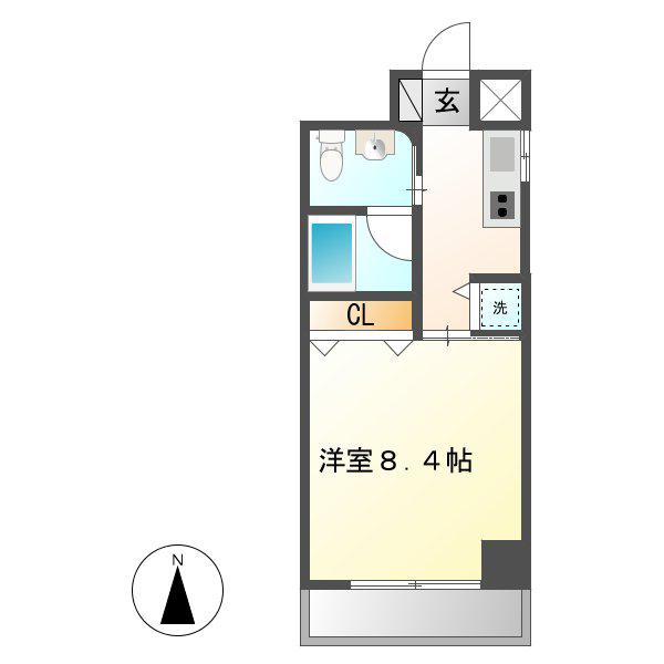 HERBE入船(1K/7階)の間取り写真