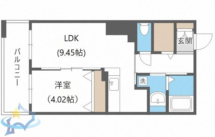 KDXレジデンス大通公園(1LDK/6階)の間取り写真