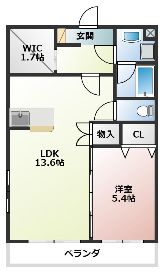 モンシャトー(1LDK/3階)の間取り写真
