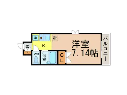 ブロンズ森島(1K/7階)の間取り写真