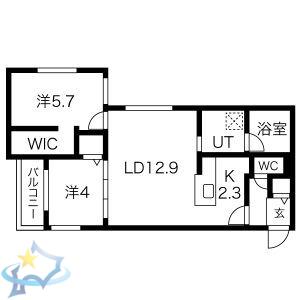 AJITO 1513(2LDK/4階)の間取り写真