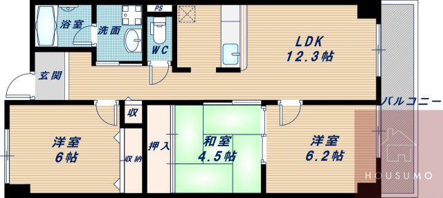 アルデール緑地(3LDK/5階)の間取り写真