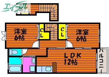パークサイド湊(2LDK/2階)の間取り写真