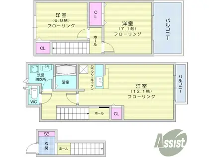 ウォーム郡山(2LDK/2階)の間取り写真