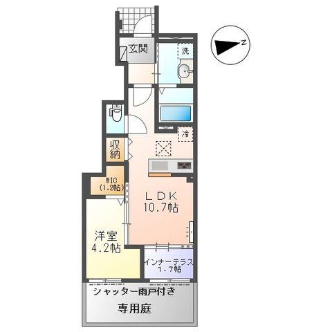 シェリール(1LDK/1階)の間取り写真