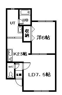 グランヒルズ(1LDK/2階)の間取り写真