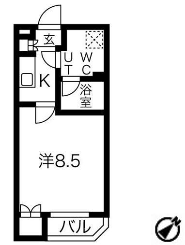 スパシエソリデ目黒(1K/1階)の間取り写真